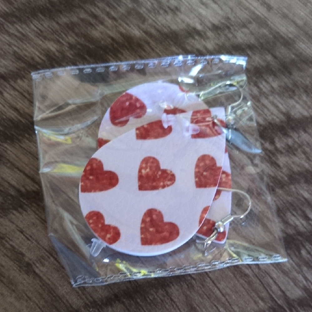 Leather Heart Pattern Earrings